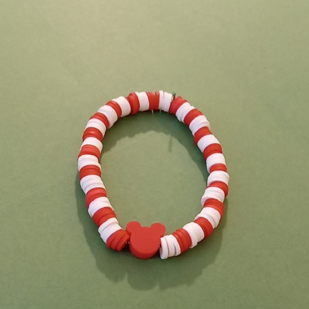 Kids Red and White Beaded Bracelet